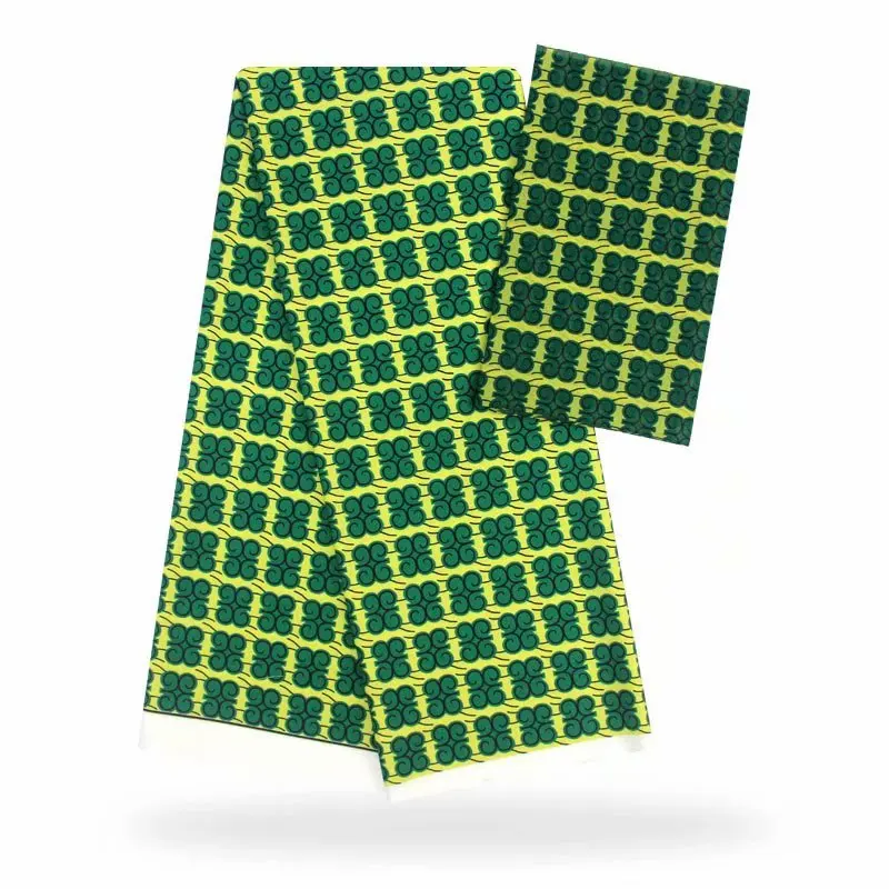 

ankara imitated silk fabric 4 yards audel fabric +2 yards chiffon high quality satin wax tissue wax African fabric