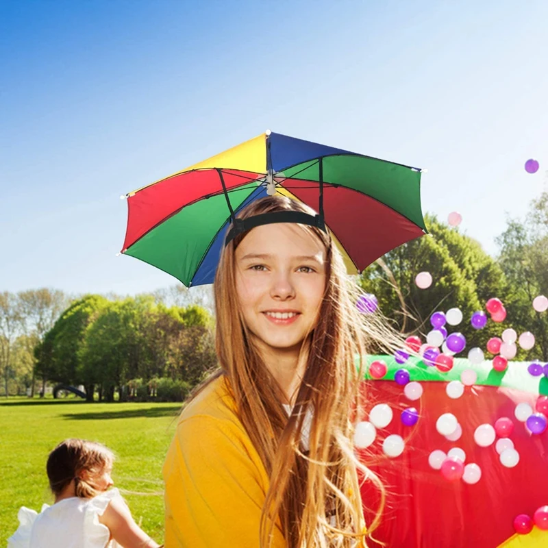 4 шт. Радужный зонтик шляпа от солнца регулируемая Женская для взрослых детей