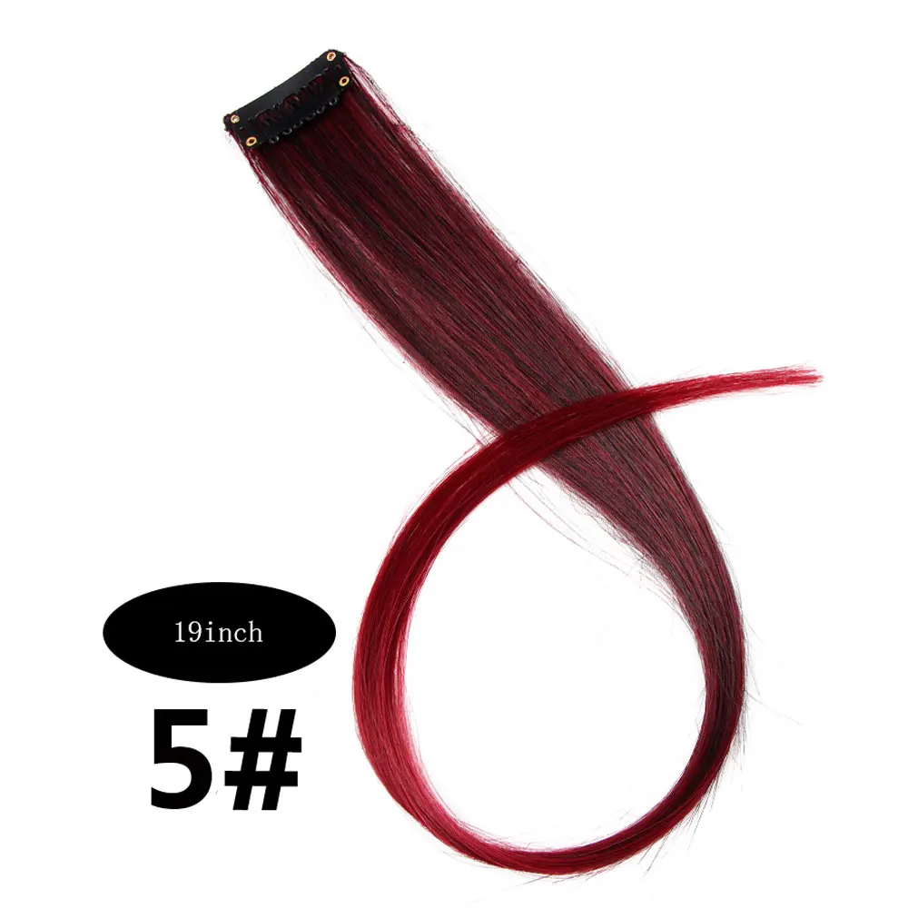 blackred Очаровательные длинные прямые цветные волосы, 20 дюймов, накладные волосы на заколках, радужные волосы, розовые синтетические волосы на заколках - Цвет: blackred
