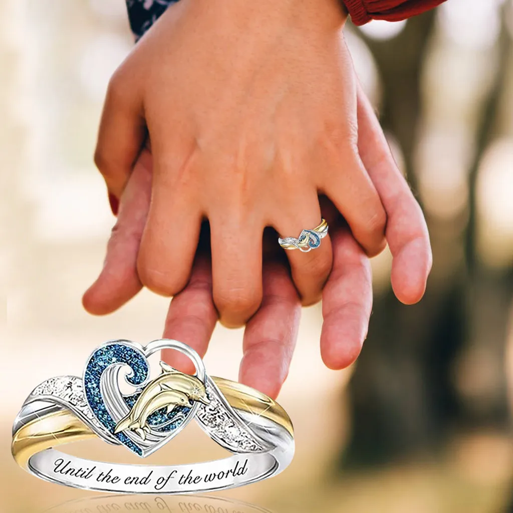 Дельфин кольцо в богемном стиле с геометрическим принтом Забавные женские