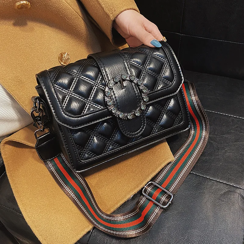 

Women's bag Korean fashion versatile Lingge small fragrance bag Single Shoulder Messenger Bag soft leather small square bag