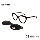 Женские ацетатные очки кошачий глаз на магнитной застежке с поляризационными стеклами