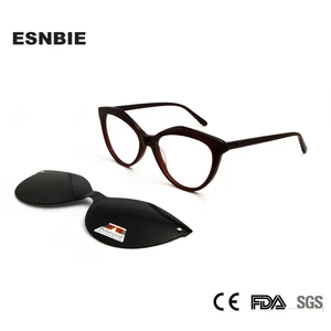 Женские ацетатные очки кошачий глаз на магнитной застежке с поляризационными стеклами