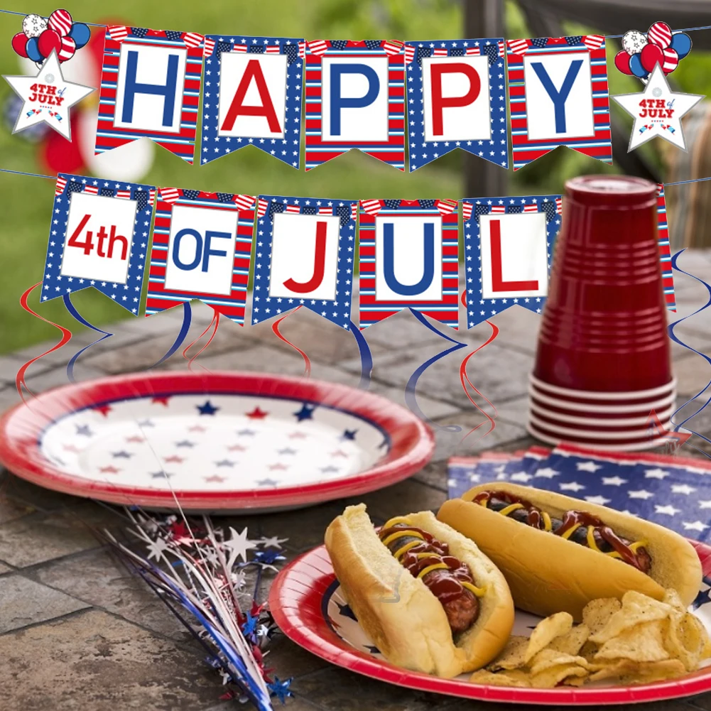 

Patriotic Wall Sticker Decoration Set 4th Of July Usa Independence Day Banner Party Celebration For Wall Decor Accessories Tools