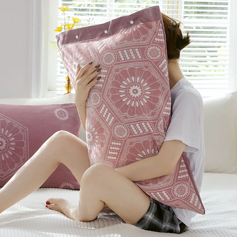 

100% Cotton Gauze All-Inclusive Anti-Fall Soft Adults Pillowcases 50*74cm Decorative Throw Pillows Cases Household Pillow Cover