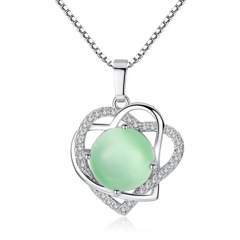 

IHUES Fashion Fashion Female Green Vine Stone Heart Pendant Crystal Necklace Creative Jewelry Girl's Day Gift
