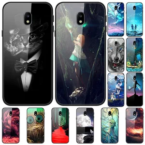Case For Samsung Galaxy J3 2017 Black Silicone Bumper With Tempered Glass Back Phone Cover Series 3 Case For Samsung Galaxy J3 2017 Black Silicone Bumper With Tempered Glass Back Phone Cover Series 3