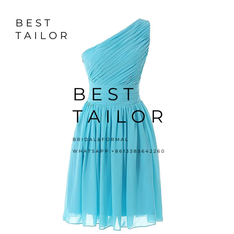 

Bridesmaid Dresses Knee Length Maid of Honor Gowns One Shoulder Coral 2021 robe demoiselle d'honneur vestidos de fiesta noche