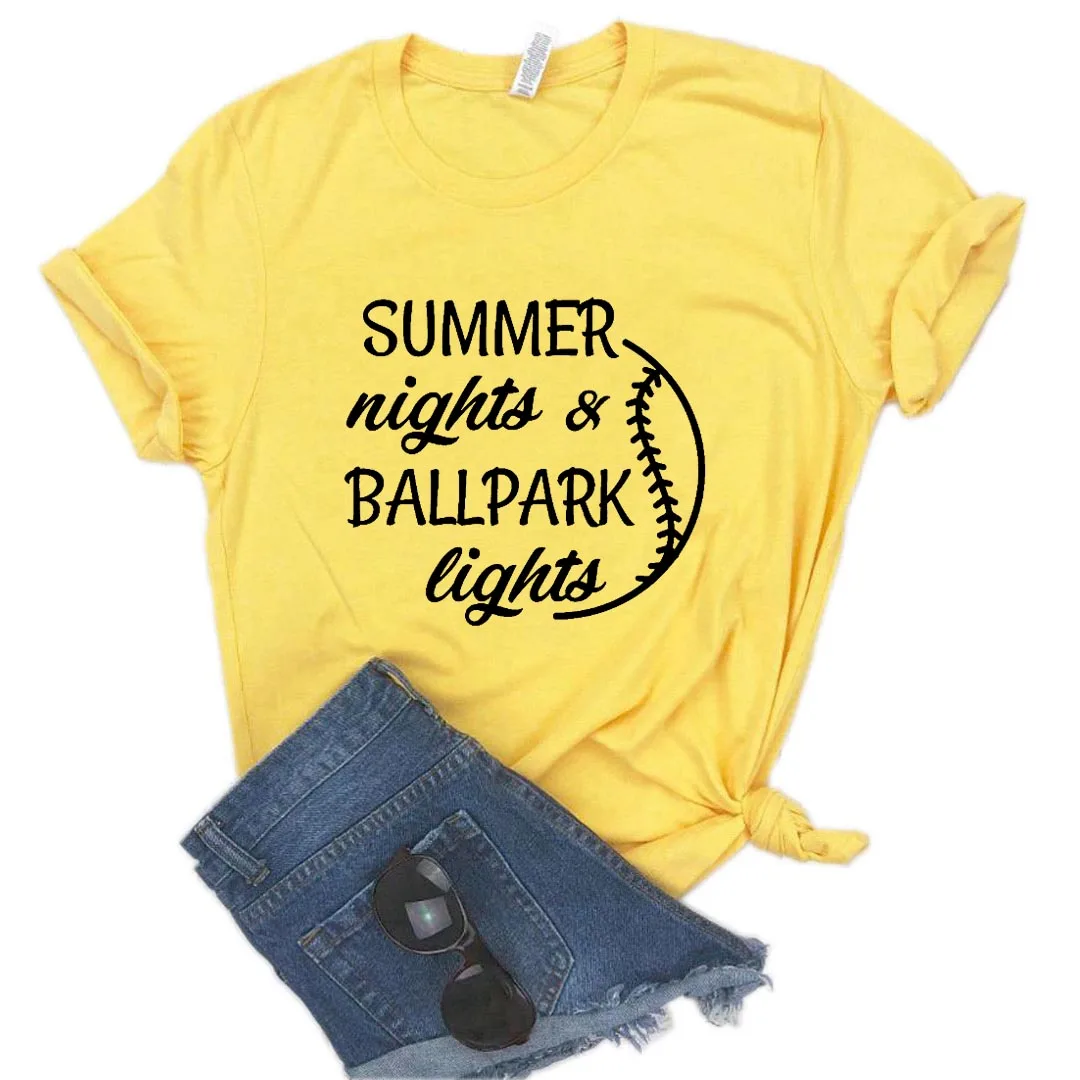 

Summer Nights & Ballpark Lights Print Women tshirt Cotton Casual Funny t shirt Gift Lady Yong Girl Top Tee P983