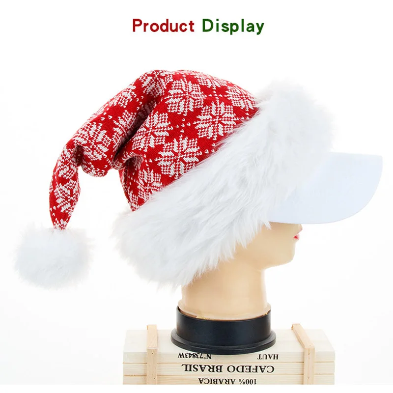 Рождественская шапка с классическим принтом Санта-Клауса шапочка искусственным