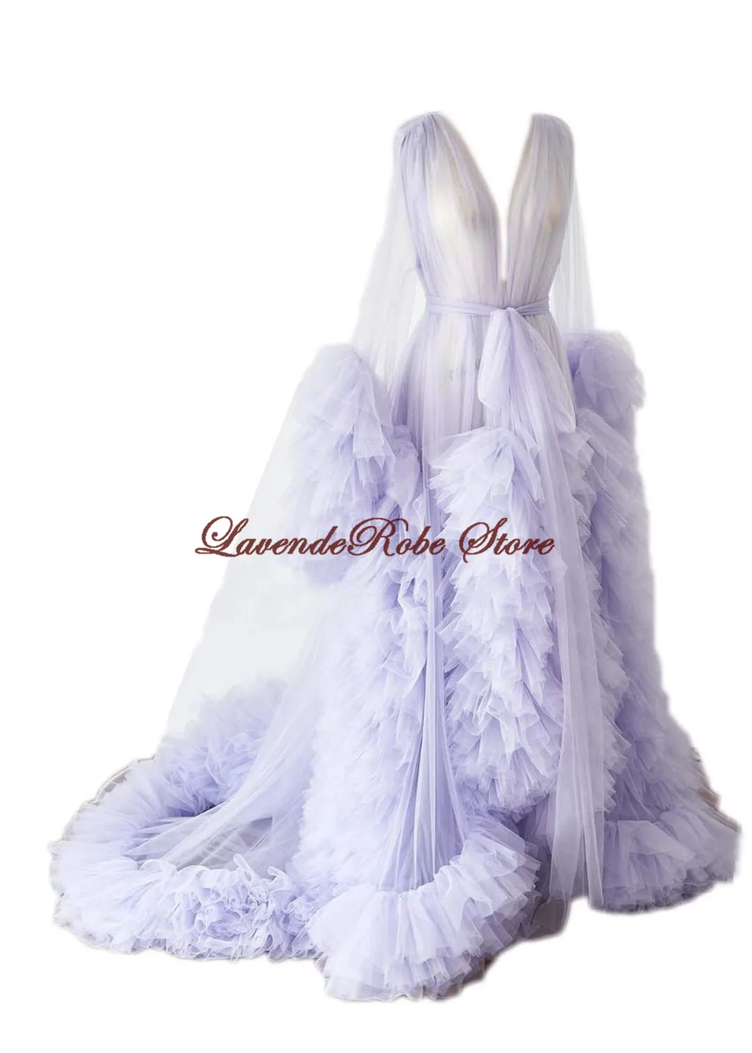 Женский тюлевый халат прозрачная иллюзионная фиолетовая Пижама Свадебный