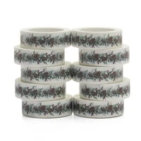 new 10pcslot 15mm x 10m christmas wreath with pine cones flowers leaves watercolor scrapbook paper masking adhesive washi tape