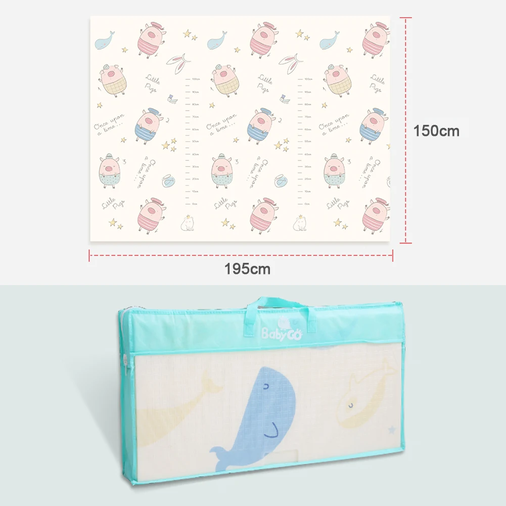 

Baby Playmat Game Pad Double-sided Folding Puzzle Play Mat Infant Kids Game Pad XPE Crawling Mat with Hand Bags 180*150*1cm