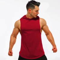 2021 mens sports leisure vest running fitness hooded sleeveless vest breathable pullover vest