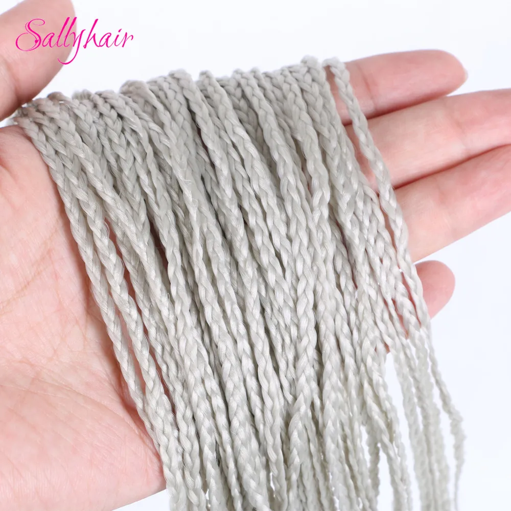 Sallyhair, Zizi, косички, вязанные крючком, коробка, косички, цветные синтетические волосы для наращивания, жук, серый блонд, вязанные волосы, 48 прядей/упаковка - Цвет: Gray