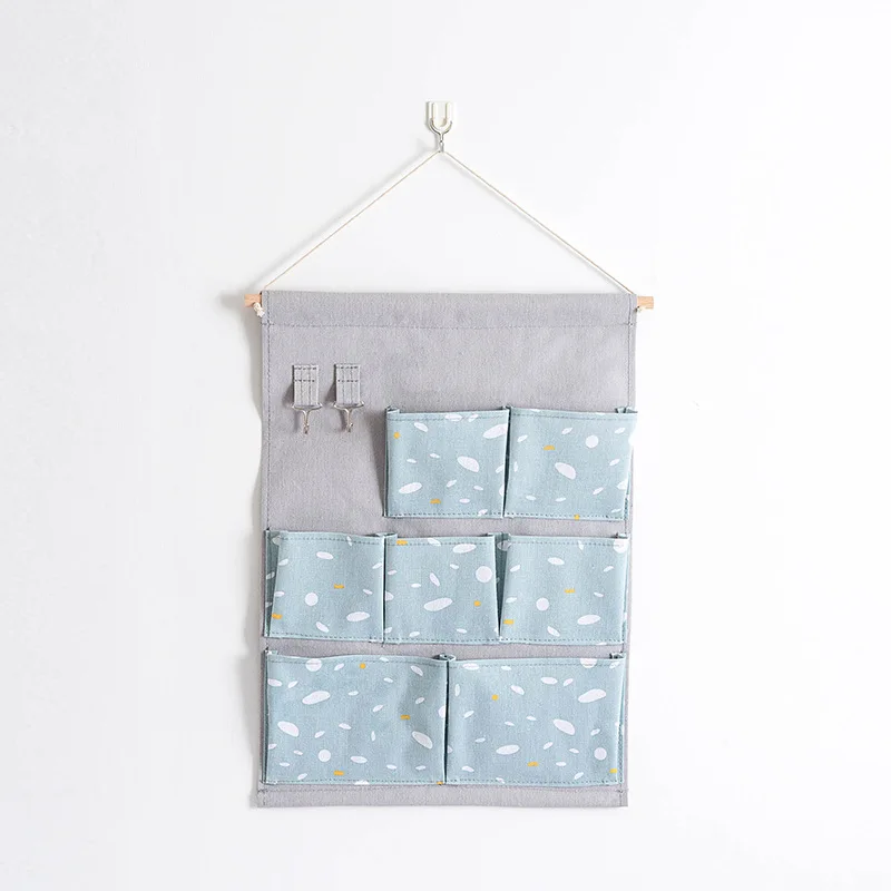 

7 Pockets Cotton Linen Hanging Organizers Wall Door Closet Organizer Hanging Bag Cosmetics Sundries Storage Bags