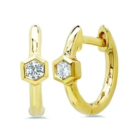 One CZ Gold Moonmory Популярные 925 пробы серебряные серьги-кольца Huggie с радужными камнями CZ серьги для европейских женщин модные ювелирные изделия - Окраска металла: One CZ Gold