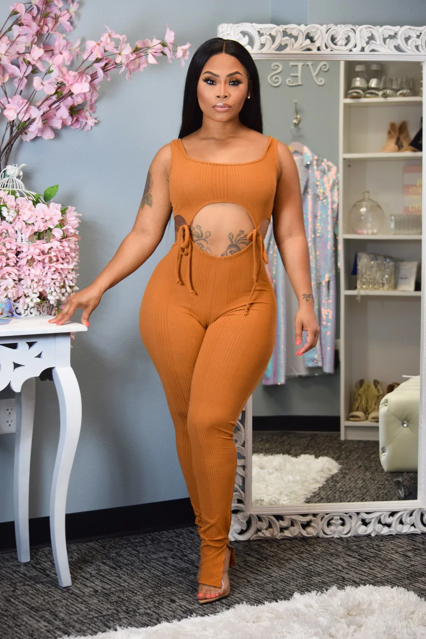 

2020 Summer Wholesale Hot Sale Casual Women Rompers Pure Color Sleeveless Hollow-out Slim-fit Pencil Long Catsuit Overalls