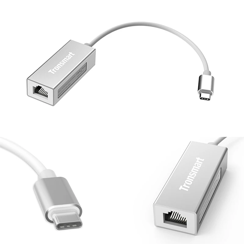 Tronsmart CTL01 Adapter USB3.0 Type-C Male to RJ45 Transverter For LAN Windows Mac Google Chrome OS White Portable Device |