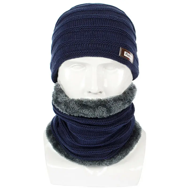 

Unisex Winter Warm Knitting Beanie Hat Scarf Set Thicken Neck Warmer Ski Cap