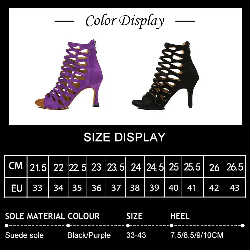 SWDZM Latin Dance Shoes Women Ballroom Dance Boots High Top Salsa Tango Dancing Boots Open Toes Soft Sole High Heels Shoes