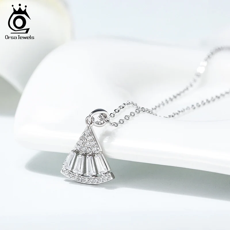 ORSA JEWELS кольцо Уникальный треугольный вырез цепочка для женщин 21 мм камень циркон