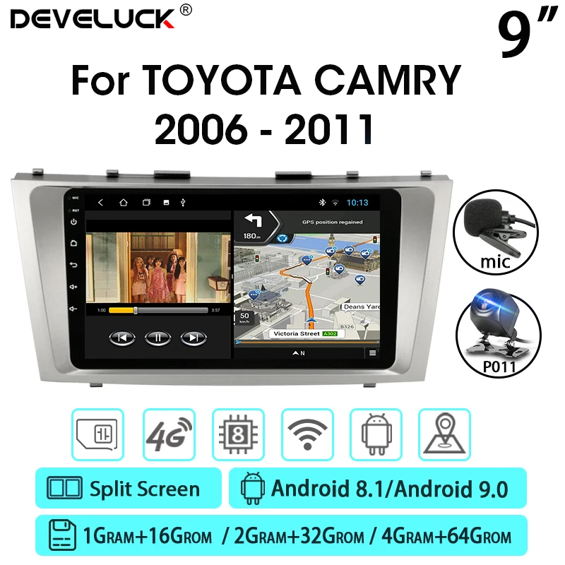 Автомобильный радиоприемник 2 Din Android 9 0 мультимедийный плеер для Toyota Camry 2006 2011 GPS