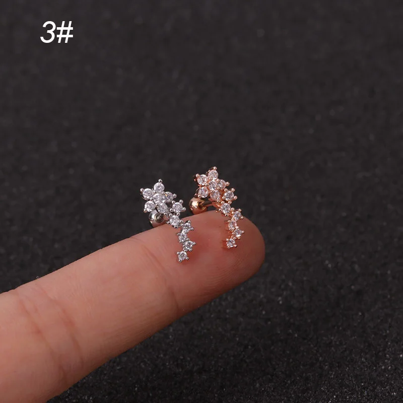 1 шт. 20 г длинный цветок хирургическая сталь ушной винт штанги пирсинг задняя