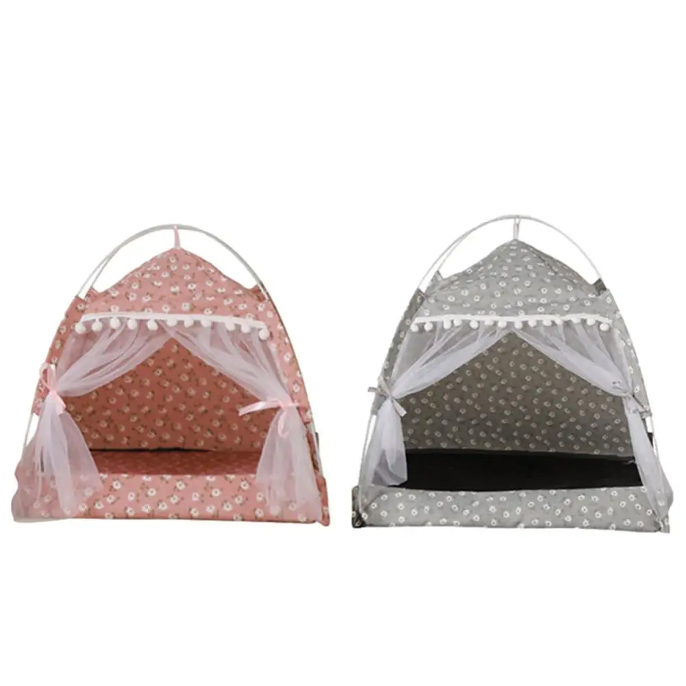 

Cat Nest Semi-Enclosed Cat Tent House Pet Hut Shelter With Screen Door Cute Pet Comfortable And Breathable Summer Bed For Summer