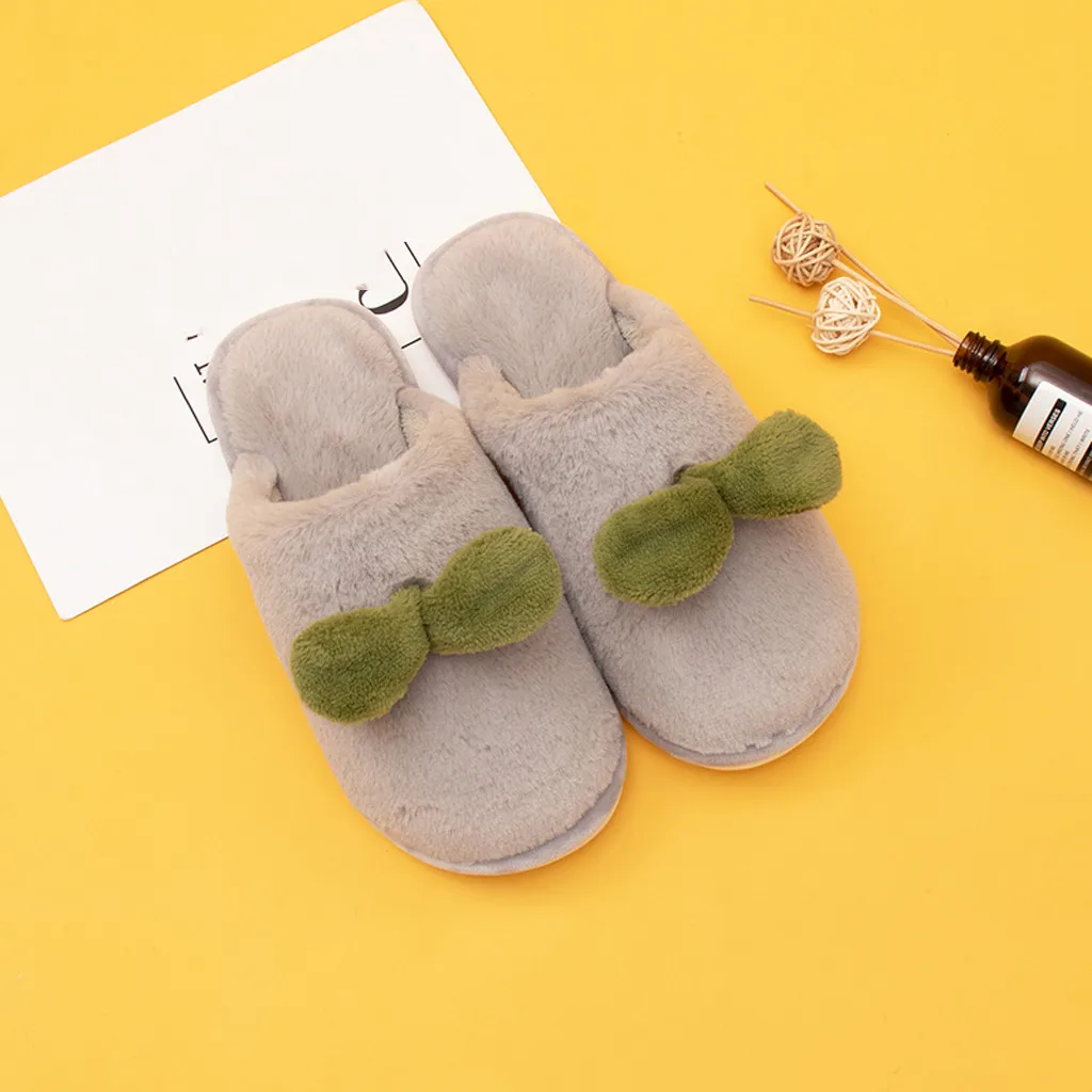 SAGACE/женские зимние тапочки с украшением в виде листьев Плюшевые мягкие на низком