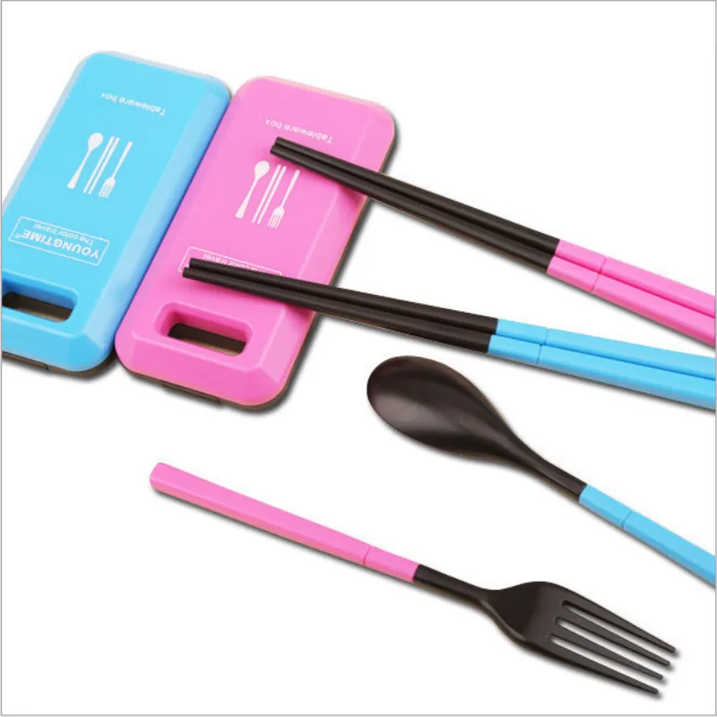 Милый портативный дорожный набор для детей и взрослых вилка столовых приборов