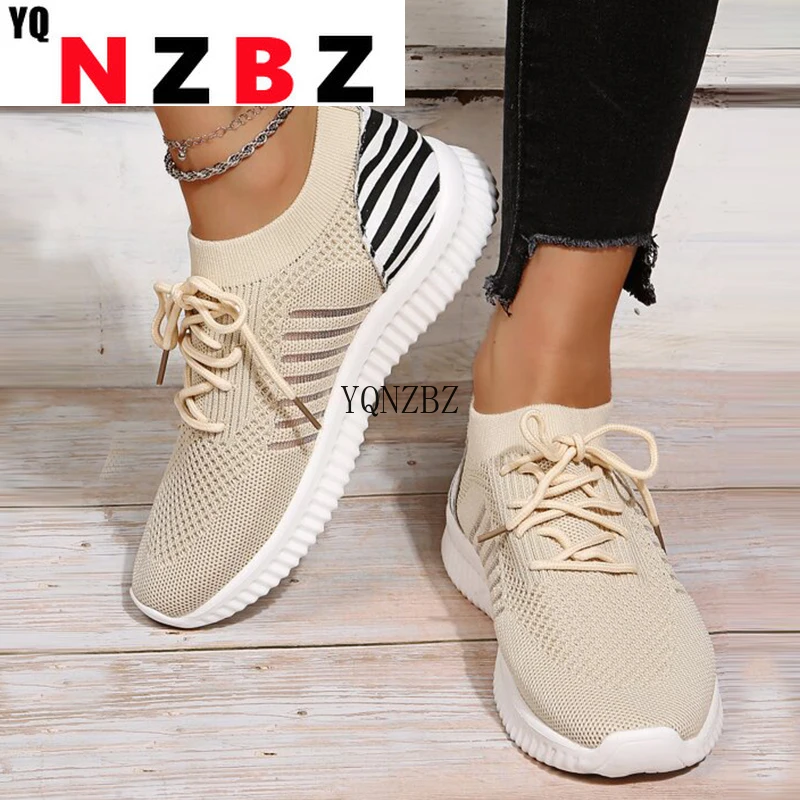

New Women Vulcanized Shoes Autumn Black Zebra Pattern Mesh Ladies Sneakers Slip On Flat Plus Size Casual Female Sports Shoes