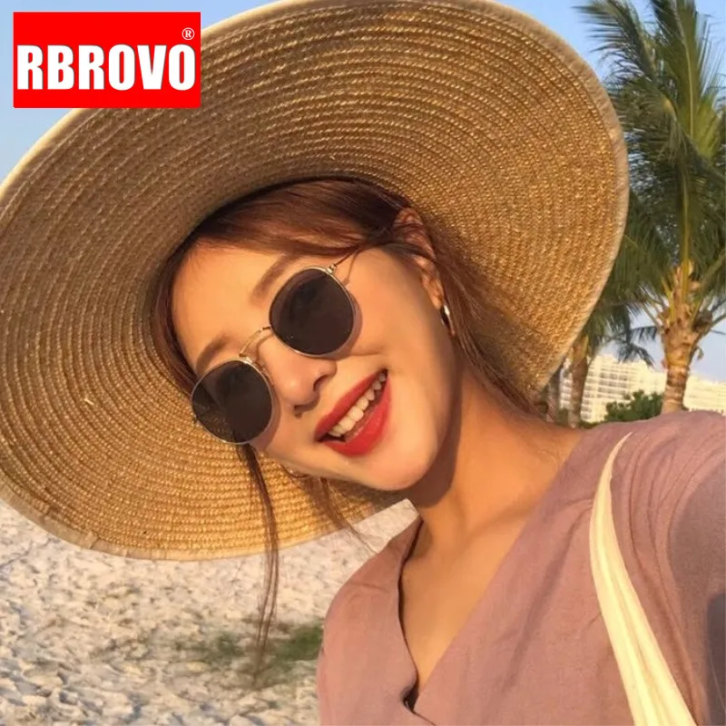 

RBROVO 2021 Classic Street Beat Retro Sunglasse Mirror Round Eyeglasses Men Brand Design Glasses Driving Oculos De Sol