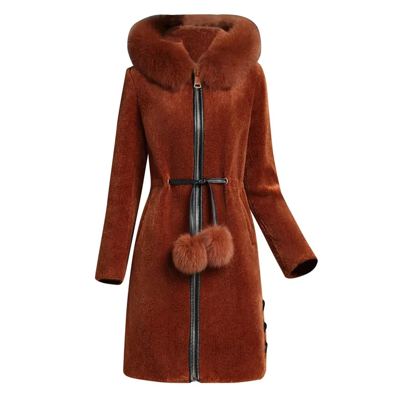 

Winter Real Wool Jackets 2021 Women Natural Fur Coat Sheep Shearling Jacket Thick Warm Coats With Fox Fur Collar Wool Jacket