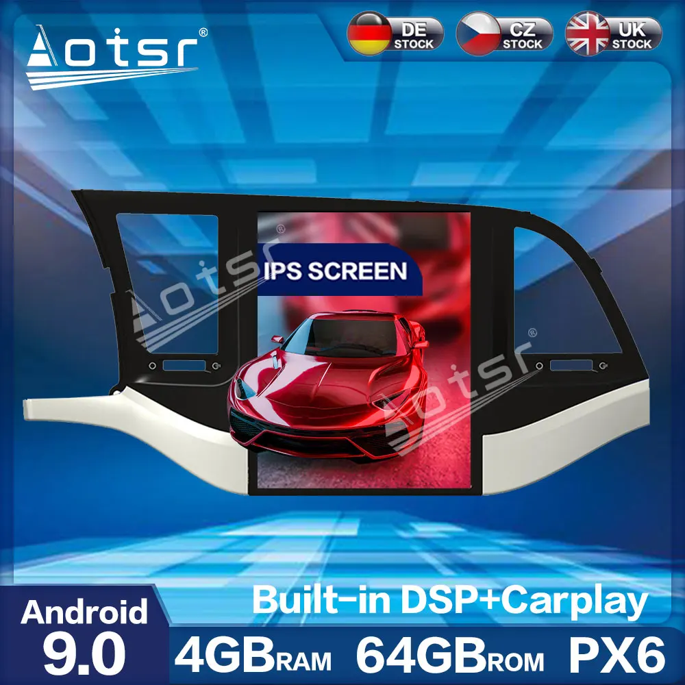 

Aotsr Vertical Tesla PX6 Android 9.0 4+64GB Car Radio Player GPS Navigation HD Multimedia Play DSP For Hyundai ELANTRA 2016-19