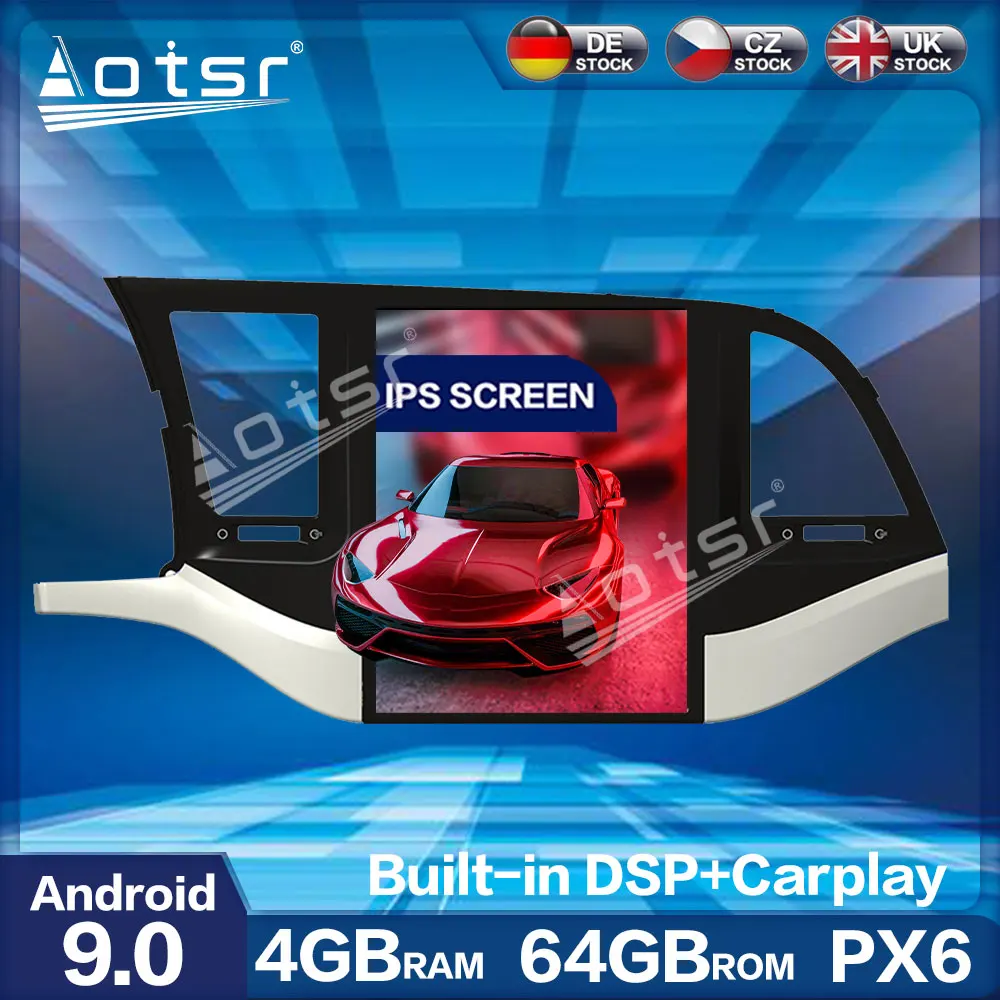 Автомобильный радиоплеер Aotsr Vertical Tesla PX6 Android 9 0 4 + 64 ГБ GPS навигация HD