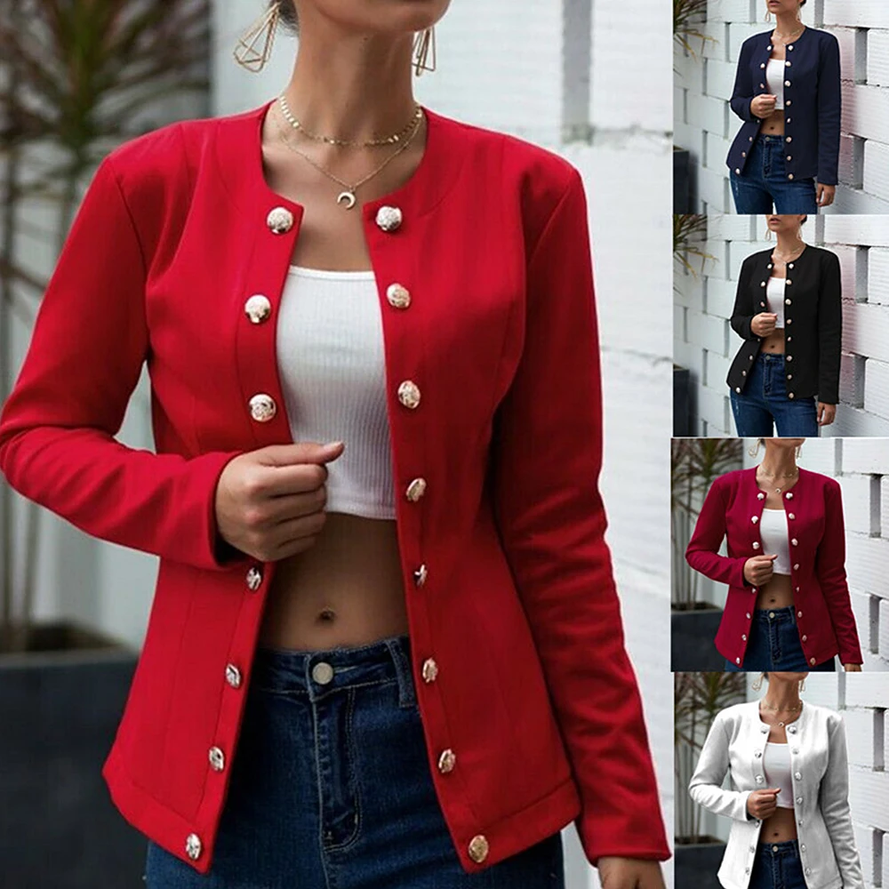 Блейзер Осенняя куртка для женщин винтажное двубортное пальто офисное женское