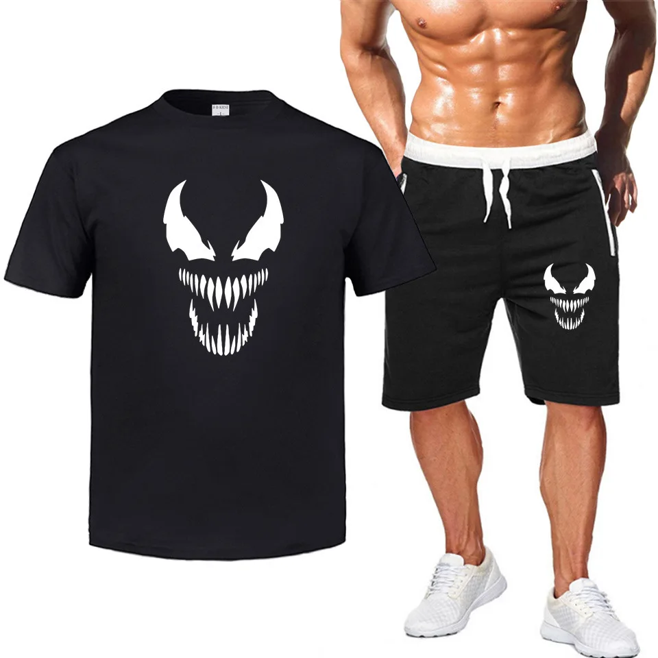 Venom печатный хлопок Материал Модный повседневный сплошной цвет Мужская футболка