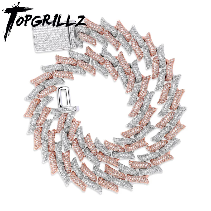 TOPGRILLZ 16 мм, большая застежка, кубинская цепь, тяжелое ожерелье, кубический циркон, шикарный хип-хоп, для Мужчин, Ювелирные изделия