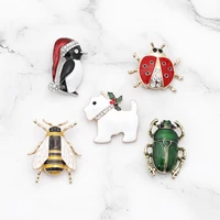 zhijia christmas hat santa merry christmas snowflake penguin deer christmas gifts snowman ladybug bow cat dog pins brooches