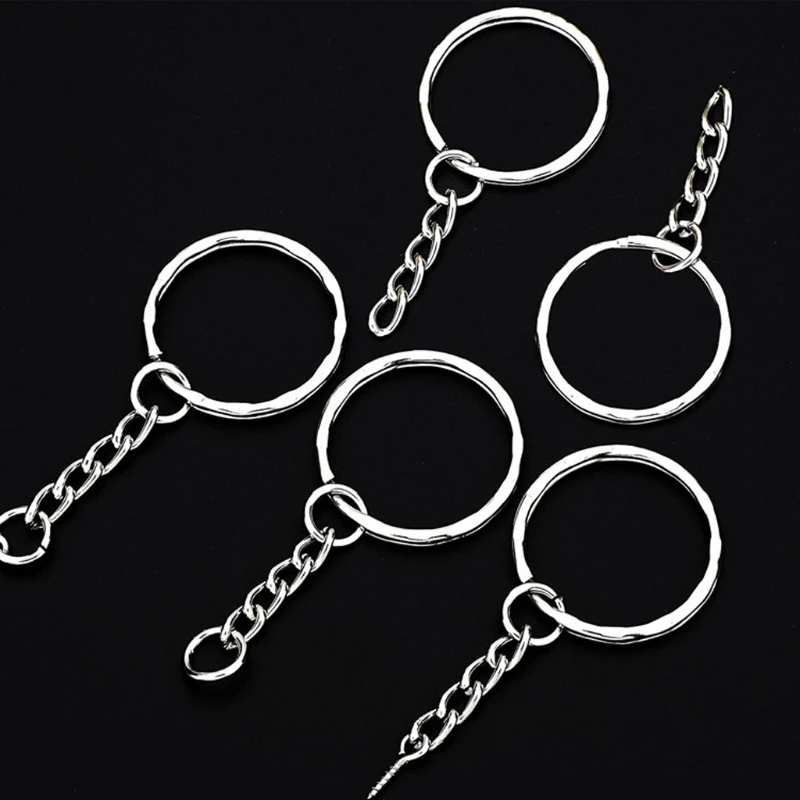 

120PCS Split Key Ring with Chain and Jump Ring Split Key Ring with Chain Silver Metal Split Key Chain Open Jump Ring Kit