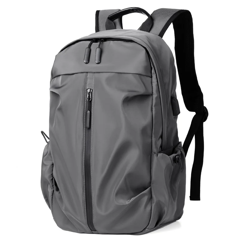 

Casual Solid USB Charg Waterproof Backpack Men Women 14 Inch Laptop School Student Pleated Backpacks Large Capacity Mochila 2021