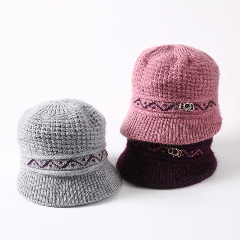 

Female Hats Middle Aged And Elderly women's Outdoor Travel Warm Woolen Bow Fashion Basin Autumn And Winter New Hat all-match