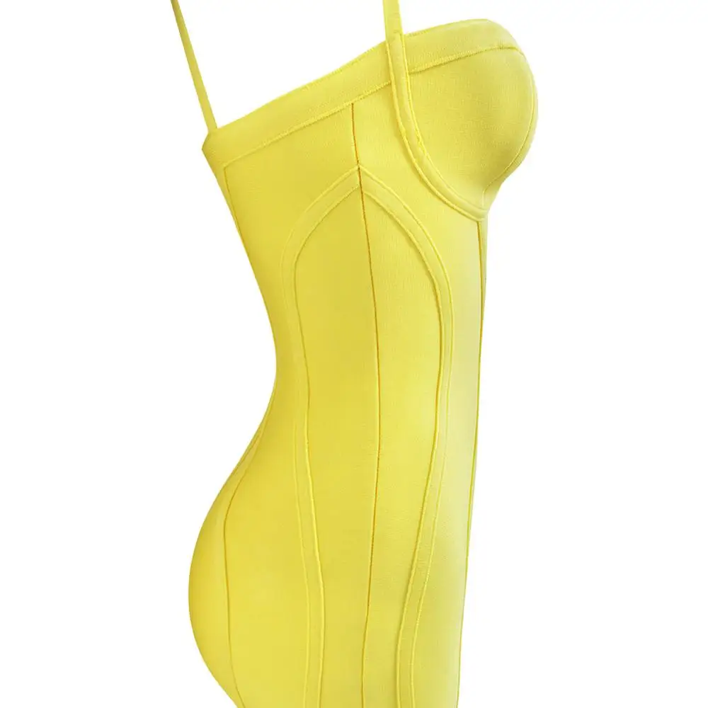 2019 New Summer Bandage Dress Women Elegant Club Party Sexy Sleeveless Yellow Mermaid Vestido | Женская одежда