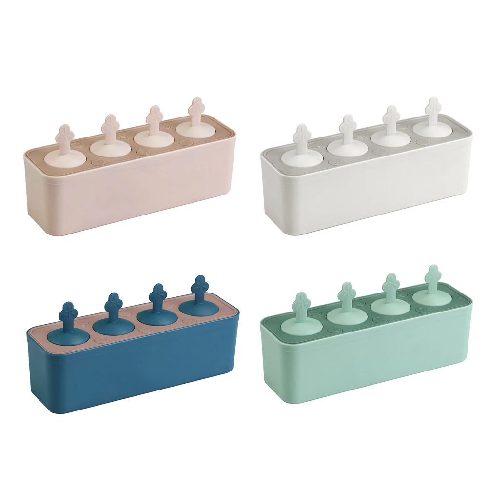 

4 клетки Фруктового мороженого шоколада подноса кубика льда Еда безопасный эскимо чайник DIY домашний морозильник форма мороженое на палочк...