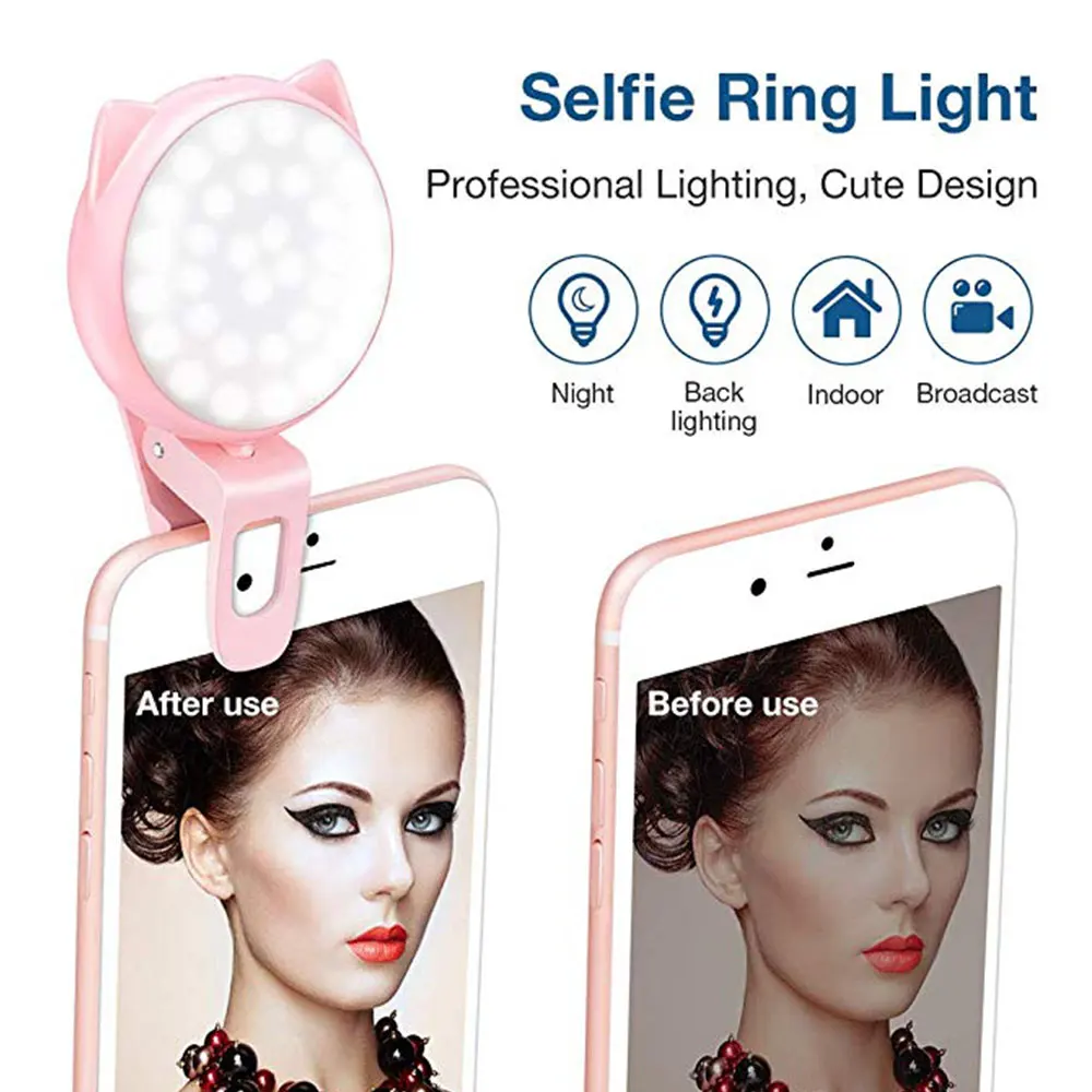 Селфи кольцевой светильник светодиодный перезаряжаемый с 3 яркими 32 лампочками