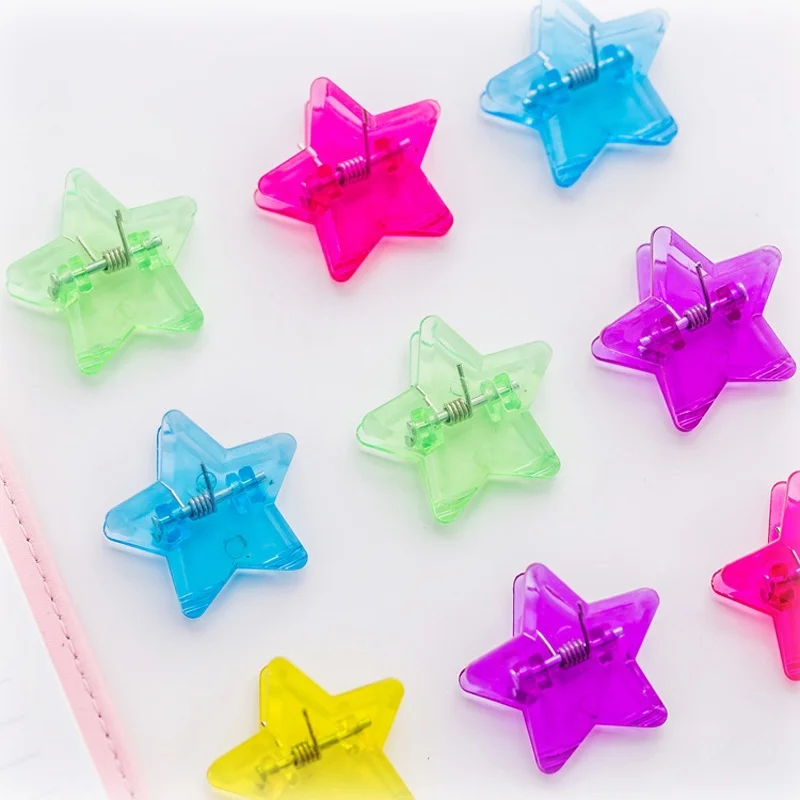 

10pcs Cute Star Letter Photo Clips Document Binder Clip Plastic File Receipt Holder Papeleria Paper Grip Clamp Kawaii Stationary