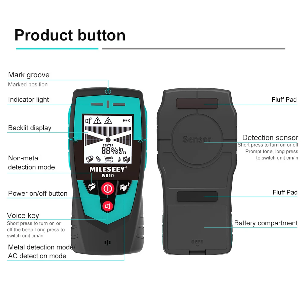 Настенный сканер Mileseey Stud Finder ручной многофункциональный настенный детектор с