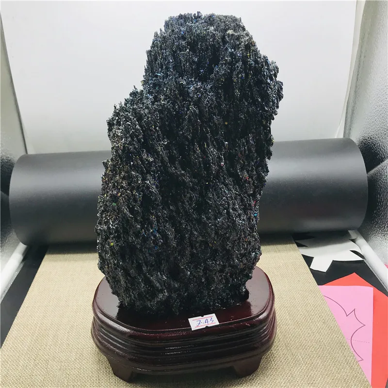 

1800-2000 г потрясающий необработанный Радужный карборунд, минерал из карбида кремния, образец