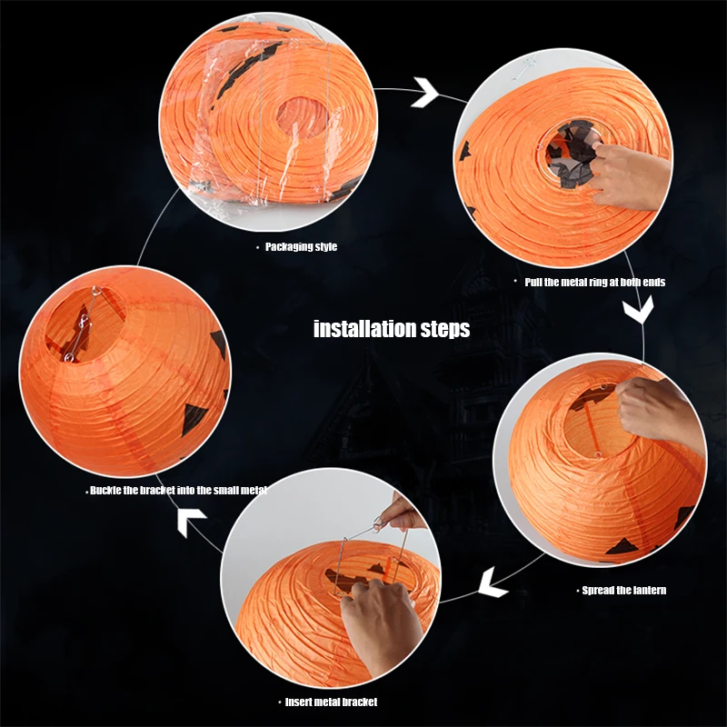 Украшения на хэлоуин популярный товар светодиодный Бумага тыква подвесной